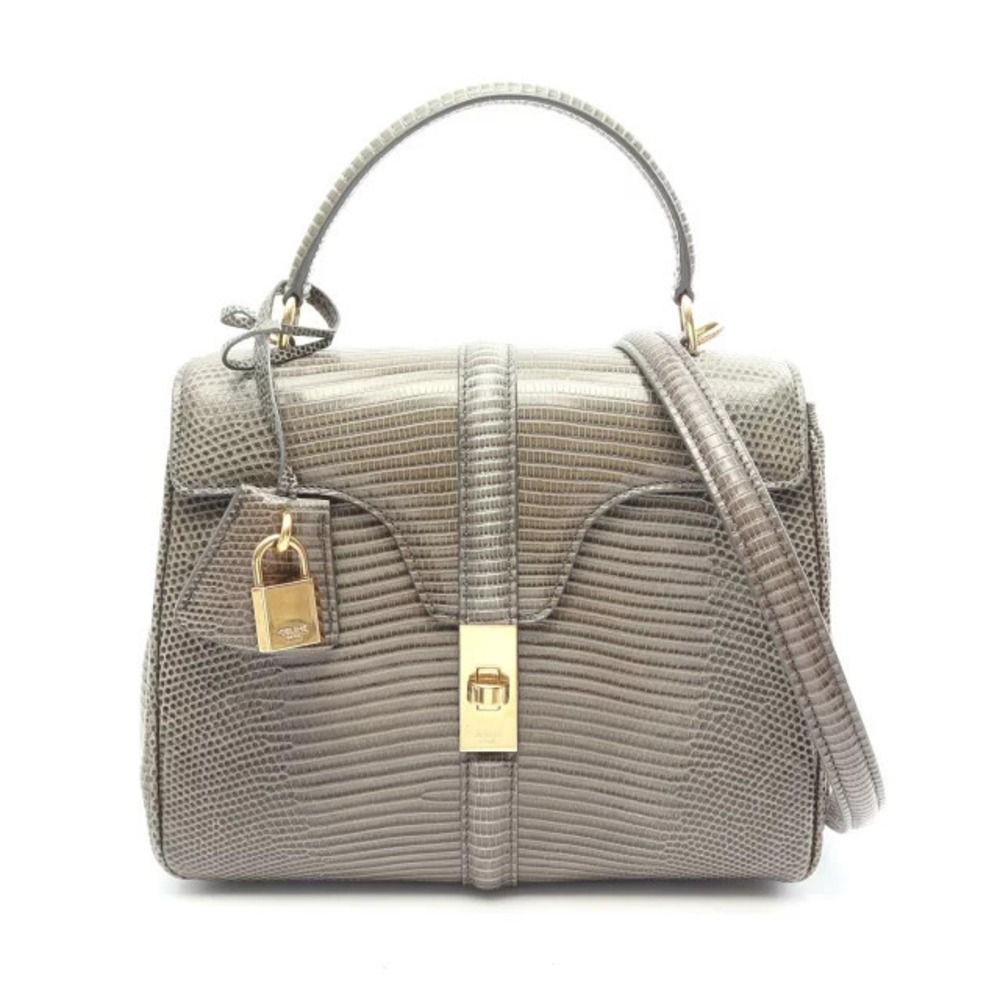 Celine Seize Handbag Leather Khaki Green
